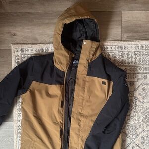 Quiksilver Black and Brown Hooded Winter Coat